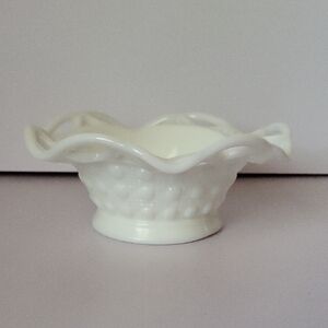 Imperial Milk Glass Hobnail Lace Rim Bowl
